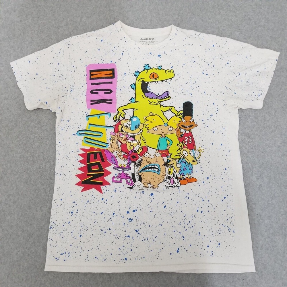 Nickelodeon Shirt Mens Medium White Short Sleeve Crew Neck